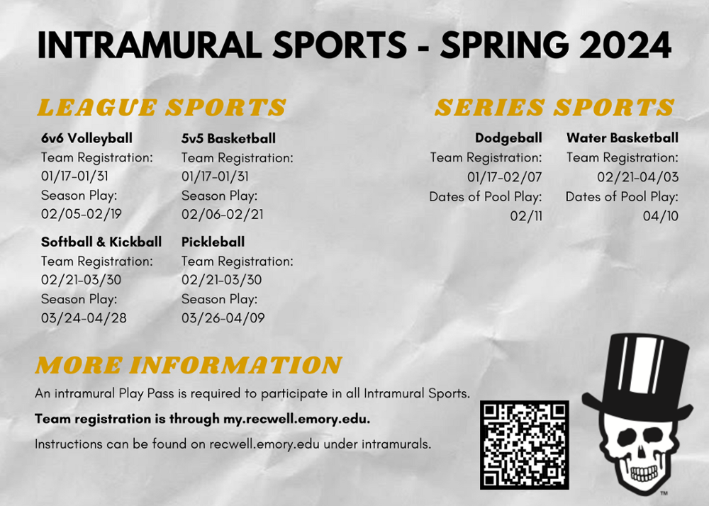 Spring Intramural Schedule